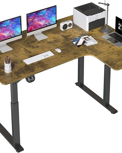 Dripex L Shaped Standing Desk, 63" x 43" Electric Standing Desk Height Adjustable, Sit Stand Home Office Corner Desk, Dual Motor Corner Standing Desk with 4 Legs - LeafyLoom