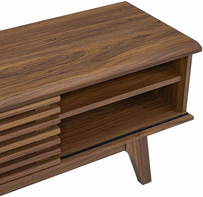 Modway Render 70" Mid-Century Modern Low Profile Media Console TV Stand, 70 Inch, Walnut Walnut - LeafyLoom