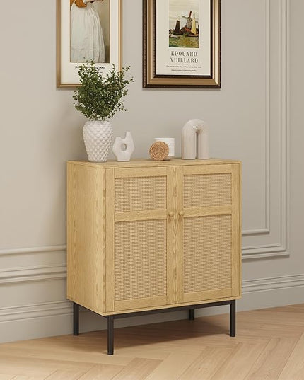 Lifewit Rattan Sideboard Buffet Cabinet, Credenza, Storage Cabinet, Console Table, Coffee Bar Cabinet for Kitchen, Dining Room, Living Room, Entryway, 2 Doors, Natural - LeafyLoom