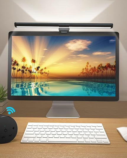 OOWOLF Monitor Light Bar with Remote Screen Light Bar,CRI≥95 Desk Lamp for Eye-Caring,No Glare,Dual Light,Filter Blue-Light,3-Color Mode,Memory Dimming,e-Reading Task Lamp,Computer Light for Desk - LeafyLoom