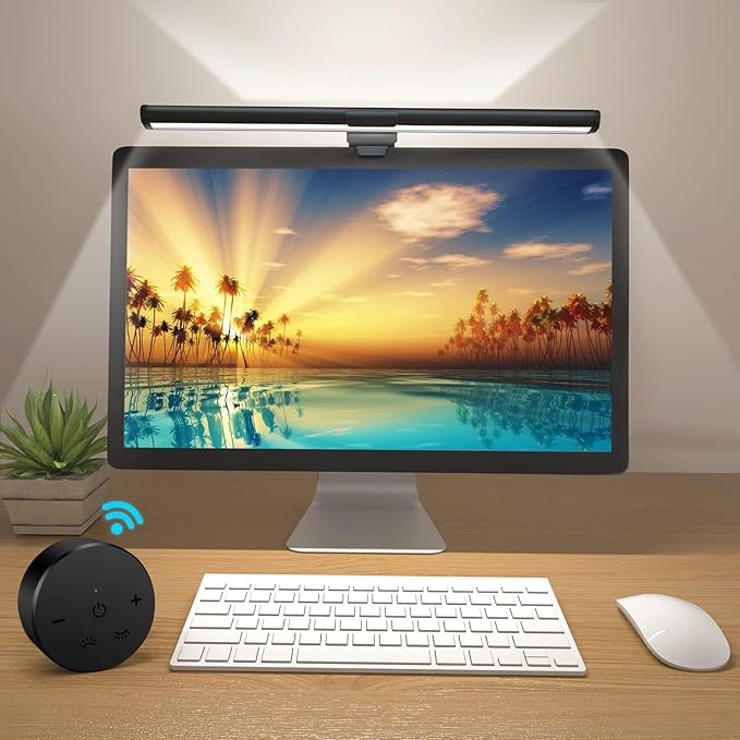 OOWOLF Monitor Light Bar with Remote Screen Light Bar,CRI≥95 Desk Lamp for Eye-Caring,No Glare,Dual Light,Filter Blue-Light,3-Color Mode,Memory Dimming,e-Reading Task Lamp,Computer Light for Desk - LeafyLoom