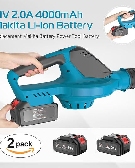 Leaf Blower Cordless with Battery and Charger, 21V Brushless 8000mAh 5 Speeds Adjustable Cordless Battery Powered Blower for Lawn Care, Electric Leaf Blower Cordless with 2 Batteries Cordless Blower - LeafyLoom