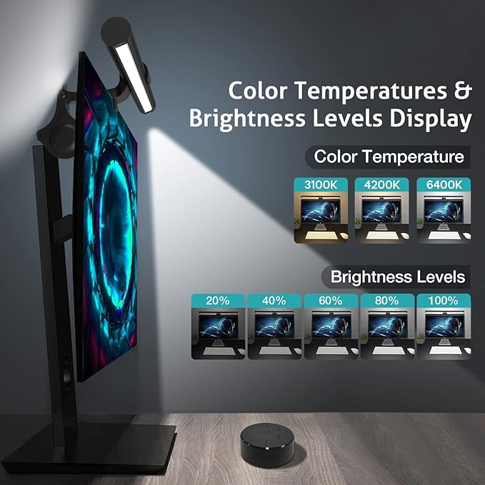 OOWOLF Monitor Light Bar with Remote Screen Light Bar,CRI≥95 Desk Lamp for Eye-Caring,No Glare,Dual Light,Filter Blue-Light,3-Color Mode,Memory Dimming,e-Reading Task Lamp,Computer Light for Desk - LeafyLoom