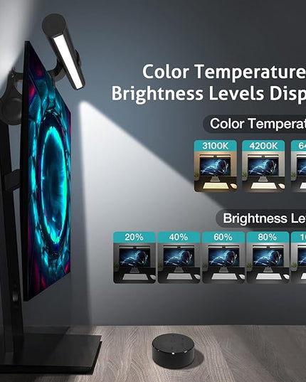 OOWOLF Monitor Light Bar (Pack of 2) Screen Light Bar,CRI≥95 Desk Lamp for Eye-Caring,No Glare,Dual Light,Filter Blue-Light,3-Color Mode,Memory Dimming,e-Reading Task Lamp,Computer Light for Desk - LeafyLoom