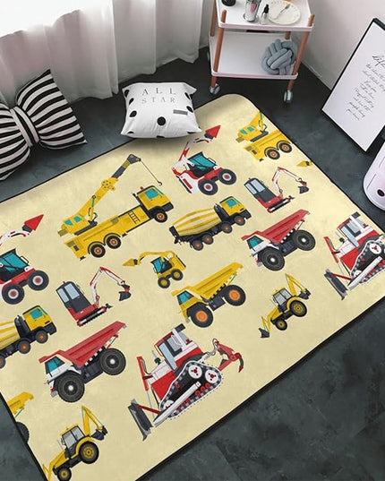 Tractor Truck Rug 60x39 inch Construction Car Play Room Boy Bedroom-Cartoon Construction Truck Tractor - LeafyLoom