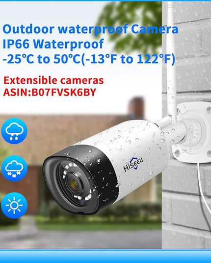 Hiseeu WiFi Security Camera System,【5MP Spotlight, 3TB Hard Drive】 Power Cord Cameras,Extenable 16CH, Outdoor IP66 Waterproof,Color Night Vision, Motion Alert,24/7 Time Record,Two Way Audio Hiseeu