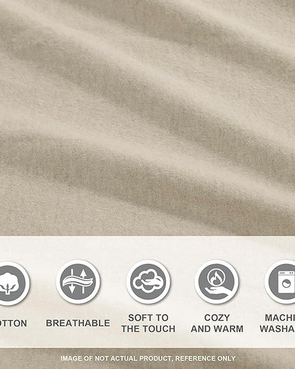 Comfort Spaces Cotton Flannel Breathable Warm Deep Pocket Sheets with Pillow Case Bedding, Cal King, Tan Solid 4 Piece - LeafyLoom