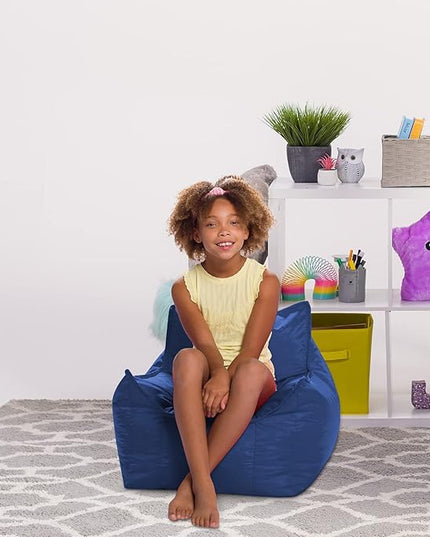 Posh Creations Bean Bag Chair Structured Comfy Seat Use for Gaming, Reading and Watching TV, Newport, Navy - LeafyLoom
