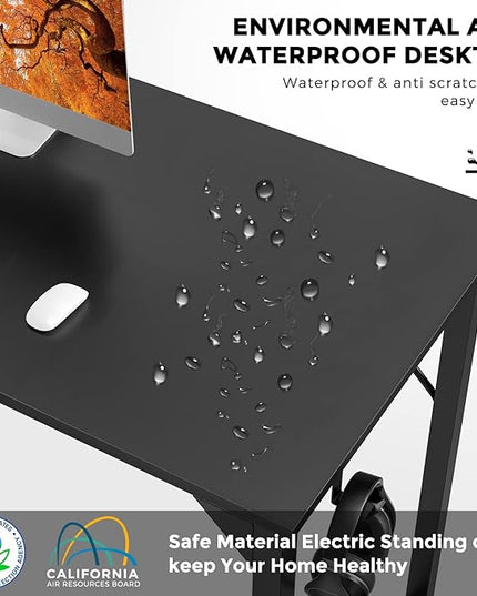 DUMOS 32 Inch Office Small Computer Desk Modern Simple Style Writing Study Work Table for Home Bedroom - Black - LeafyLoom