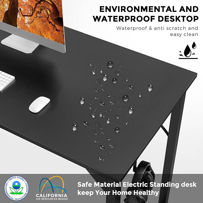 DUMOS 32 Inch Office Small Computer Desk Modern Simple Style Writing Study Work Table for Home Bedroom - Black - LeafyLoom