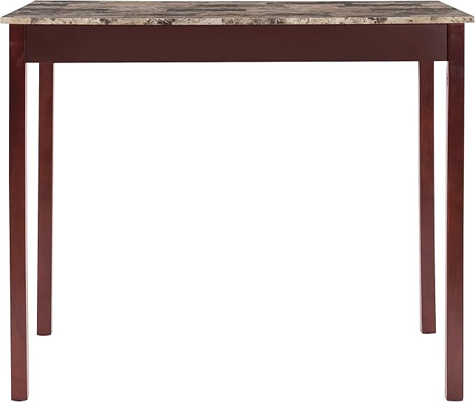 Linon Brown 3-Piece Table Faux Marble Tavern Set, 42" w x 22.25" d x 36" h - LeafyLoom