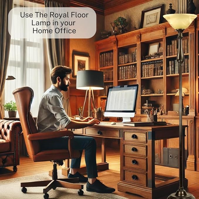 LIGHTACCENTS Royal Floor Lamp with Bronze Finish and Amber Alabaster Glass Shade -looking for Floor Lamp for Bedroom, Standing Lamp Or Floor Lamps for Living Room This Torchiere Floor Lamp - LeafyLoom