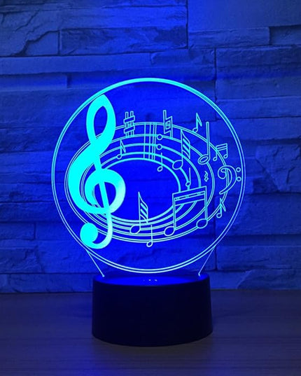 Music Note Shaped 3D Optical Illusion Lamp 7 Colors Change Timing Remote Control and Touch Button LED Table Desk Lamp for Home Bedroom Decoration - LeafyLoom