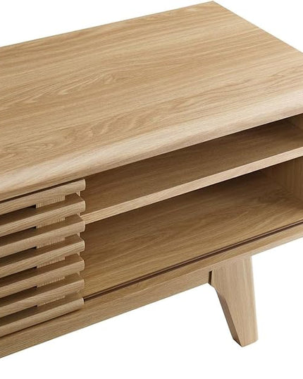Modway Render Mid-Century Modern Low Profile 70 Inch Media Console TV Stand in Oak, 70" - LeafyLoom