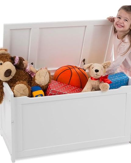 Melissa & Doug Wooden Toy Chest - White Furniture for Playroom - Kids Toy Box, Wooden Storage Organizer, Children's Furniture - LeafyLoom