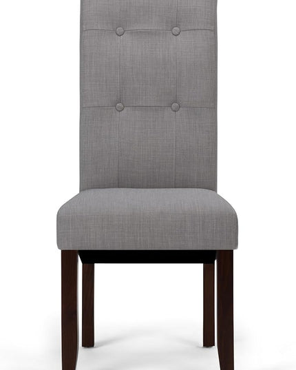 SIMPLIHOME Cosmopolitan Parson Dining Chair (Set of 2), Dove Grey Linen Look Fabric and SOLID WOOD, Square, Upholstered, For the Dining Room, Transitional Modern - LeafyLoom
