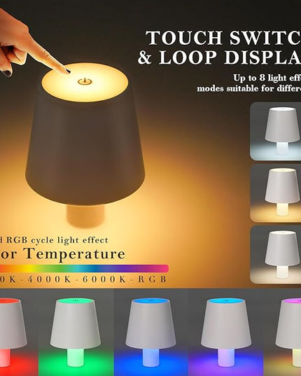 4 Pack LED Wine Bottle Lamp, RGB 5 Modes & CCT Modes Table Lamp, IP54 Waterproof Bottle lamp, Touch Control Portable Desk Lamp for Club/Restaurant/Prom/Party/Bar (2Black&2White) - LeafyLoom