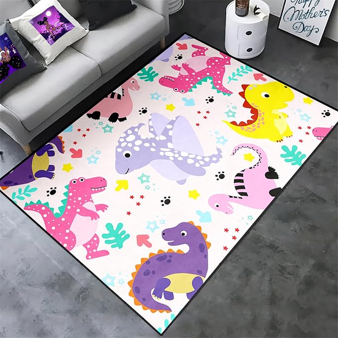 Dinosaur Rugs for Boys Bedroom Dino Rugs for Boys Room Kids Rugs Dinosaur Bedroom Decor for Boys Kids Play Rugs for Boys Bedroom Cute Dinosaur Rugs Dinosaur Rugs for Living Room Decor,4'5''×6' - LeafyLoom