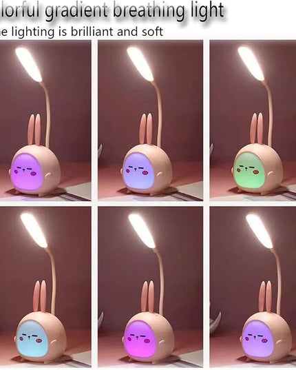 Cute Bunny Desk Lamp, Portable LED Desk Lamps with Night Light,Rabbit Foldable USB Rechargeable Reading Light for Children Boys Girls Study (Blue) - LeafyLoom