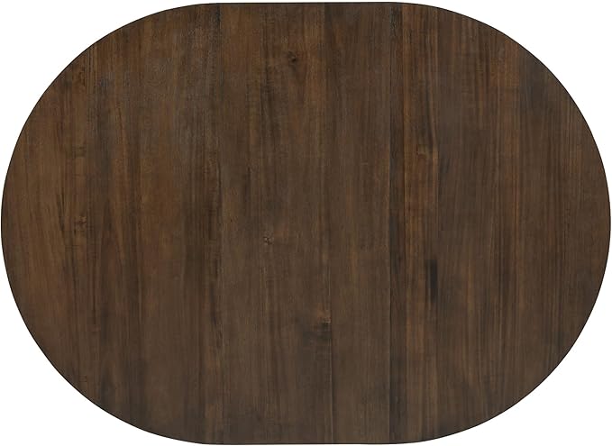 5-Piece Retro Style Extendable Wood Round Dining Table Set with 4 Upholstered Chairs for Kitchen, Breakfast Nook, Living Room, Walnut, 42"-58" L x 42" W x 30" H - LeafyLoom
