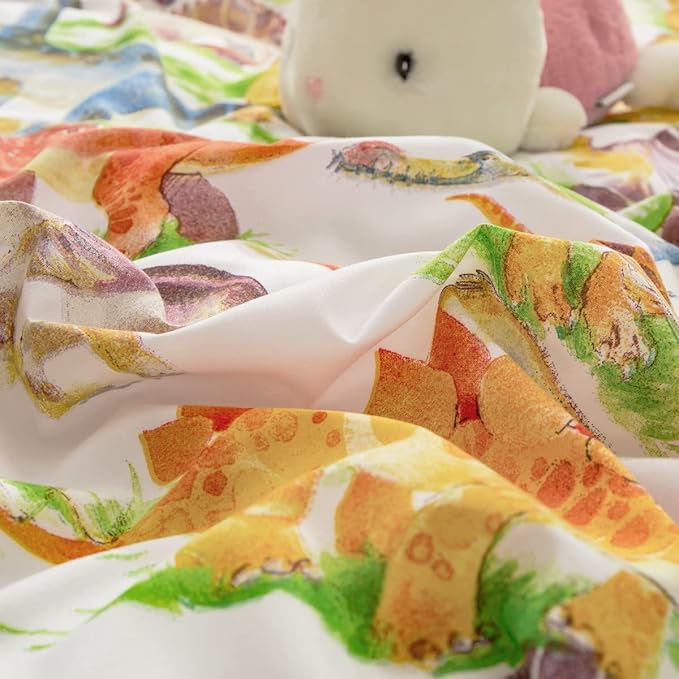 Kids Dinosaur Comforter Set Full Size Boys Girls Watercolor Cute Dino Bedding Set Ultra Soft Lightweight Jungle Animal Pattern Comforter for Children (1 Comforter + 2 Pillowcases, Full) - LeafyLoom