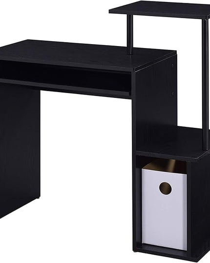 Acme Lyphre Wooden Rectangle Top Computer Desk with Keyboard Tray in Black - LeafyLoom