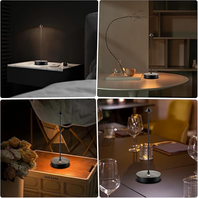 Cordless Table Lamp Rechargeable-Protable 6000mAh Battery Operated Outdoor Waterproof Table Light-Dimmable LED Touch Desk Lamps for Patio Dining Restaurant Home Living Room Set of 2 Black - LeafyLoom