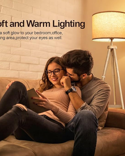 OUTON Wood Tripod Floor Lamp with Shelves, Mid Century Floor Lamp with Remote Control,4 Color Temperature, LED Modern Dimmable Standing Lamp with Beige Linen Shade for Living Room, Bedroom, Office - LeafyLoom