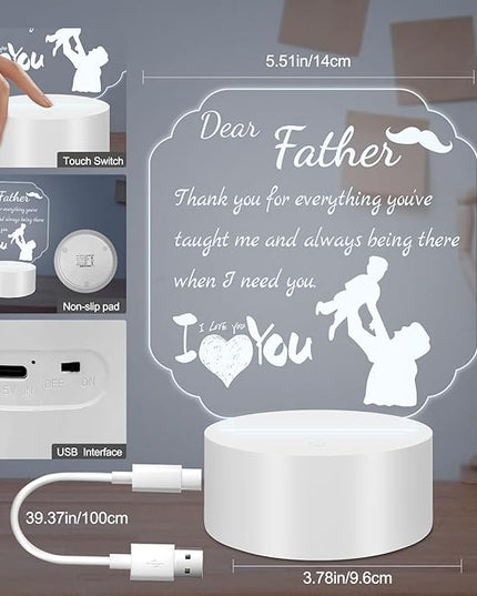 Gift for Dad from Daughter Son, Unique Dad Gifts for Birthday Thanksgiving Christmas, Personalized Acrylic Engraved Night Light Gift Ideas for Dad Fathers Day - LeafyLoom