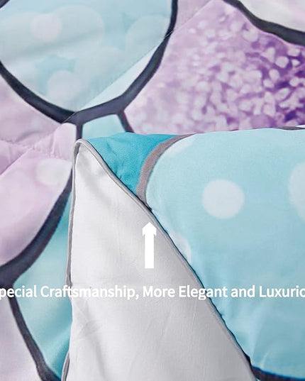 RYNGHIPY 2Pcs Colorful Mermaid Scale Print Comforter Bedding Set Twin Size, Soft Microfiber Coverlet Set/Bedspread/Quilt Set with Colorful Scale Design (Mermaid,Twin) - LeafyLoom