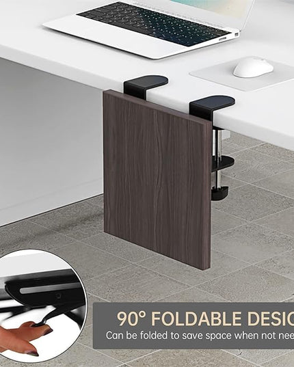 Ergonomics Desk Extender Tray, 9.5"x9.1" Punch-Free Clamp on, Foldable Keyboard Drawer Tray, Table Mount Arm Wrist Rest Shelf, Computer Elbow Arm Support - LeafyLoom