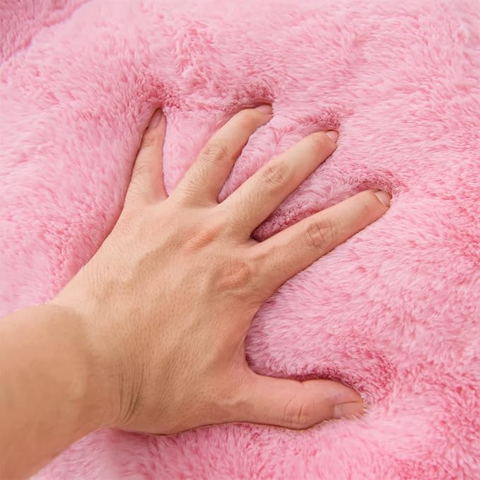 Aimuan Reading Pillow Bed Rest Pillow with Arms Rabbit Fur Cushion for Adults Teens Incline Rest Sitting up & Sleeping Snoring Pillow with Pregnancy Lumbar Back Support (Standard, Pink) - LeafyLoom