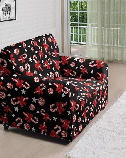FKELYI Christmas Easy Going Stretch Sofa Slipcover Candy Cane Sofa Couch Cover Non-Slip Sofa Slipcovers Washable Furniture Protector S FKELYI