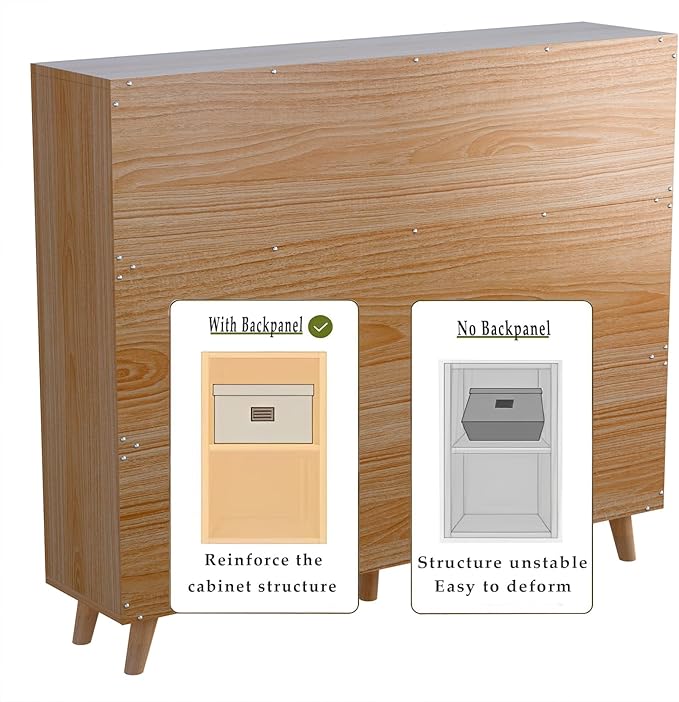 Cubby Shelf Bookcase with Doors - Wooden 11 Cube Floor Standing Open Bookshelf with Solid Wood Legs, 3-Tier Storage Cabinet, Oak and Warm White - LeafyLoom