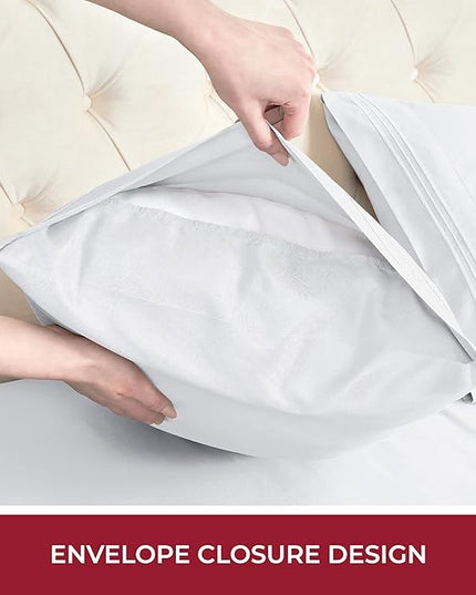 Mellanni RV Short Queen Sheets - 4 PC Iconic Collection Bedding Sheets & Pillowcases - Hotel Luxury, Extra Soft, Cooling Bed Sheets - Deep Pocket up to 10 inch (RV/Short Queen, White) - LeafyLoom