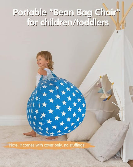 Aubliss Stuffed Animal Bean Bag Storage Chair (Blue Star, Medium (32'')) - LeafyLoom