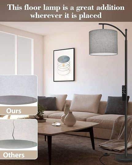 PESRAE Floor Lamp for Living Room, 9W Stepless Dimmable 3000-6000K LED Bulb Included, Standing Lamp with Remote Control, Tall lamp with Adjustable Linen Lampshade for Office… - LeafyLoom
