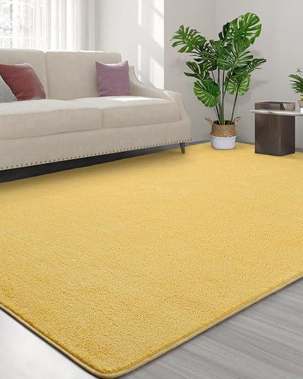 Area Rugs for Bedroom Living Room, 5x8 Yellow Super Soft Comfy Thickened Memory-Foam Indoor Carpets, Modern Aesthetic Minimalist Carpet for Boys Girls Adults Apartment Nursery Home Décor - LeafyLoom