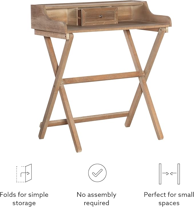 Linon Home Décor Griffin Gray Wash Folding Desk, Grey - LeafyLoom