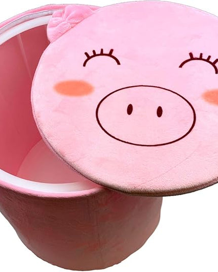 Storl Organizer Storage Stool for Toy and Cloth and Kids Stool (Pig, 12Wx13H) - LeafyLoom