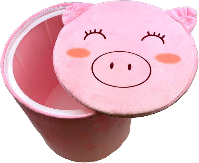 Storl Organizer Storage Stool for Toy and Cloth and Kids Stool (Pig, 12Wx13H) - LeafyLoom