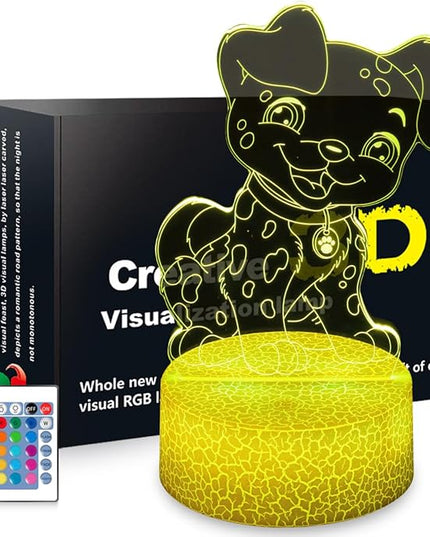 Dog Night Light 3D Illusion Lamp Kids Bedside Lamp 16 Color Change Decor Lamp with Remote & Smart Touch, Gifts for Christmas Birthday Boys Men Girls - LeafyLoom