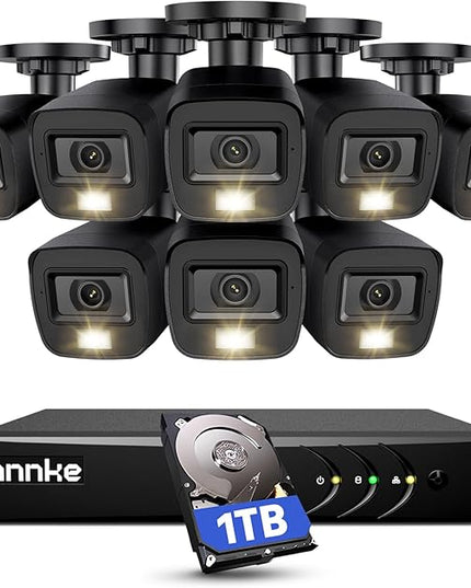ANNKE 3K Lite Security Camera System Outdoor with AI Human/Vehicle Detection, 8CH H.265+ DVR and 8 x 1920TVL 2MP IP67 Home CCTV Cameras with Smart Dual Light, Color Night Vision, 1TB Hard Drive - E200 ANNKE