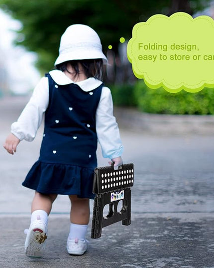 Delxo Folding Step Stool for Kids and Adults,15-Inch Extra Wide 9 Inch Height Heavy Duty Stepping Stool More Safe and Comfortable Non Slip Foldable Step Stool Black - LeafyLoom