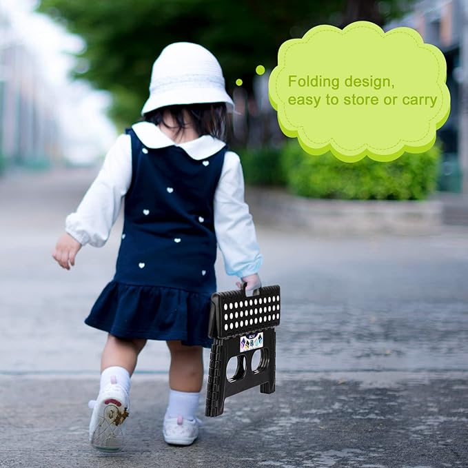 Delxo Folding Step Stool for Kids and Adults,15-Inch Extra Wide 9 Inch Height Heavy Duty Stepping Stool More Safe and Comfortable Non Slip Foldable Step Stool Black - LeafyLoom