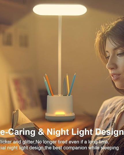 DEEPLITE Desk Lamp,Battery Operated Desk Lamps for Home Office, Rechargeable Desk Study Light for Dorm, 800 Lm, 3 Lighting Modes, CordlessTable Lamp with Pen Holder, Eye-Caring Reading Lamp. - LeafyLoom