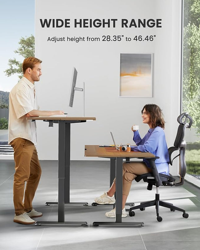 ErGear Height Adjustable Electric Standing Desk, 48 x 24 Inches Sit Stand up Desk, Memory Computer Home Office Desk (Espresso) - LeafyLoom