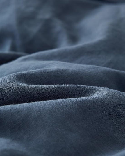 Simple&Opulence 100% Linen Sheet Set Solid Color-3 Pcs Washed French Linen Bed Sheets-Breathable Bedding Set-1 Flat Sheet,1 Fitted Sheet,1 Pillowcase (Twin,Blue) - LeafyLoom
