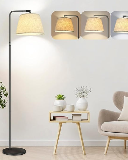 Floor Lamp with 3 Color Temperatures for Living Room Bedroom Office, 12W LED Bulb included, Modern Standing Lamp Tall Bright Corner Floor Lamp with Shade - LeafyLoom