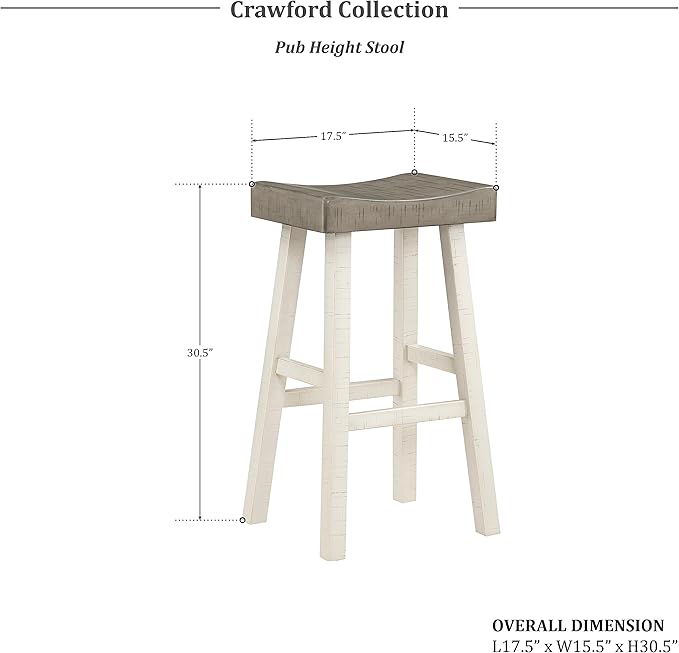 Lexicon Saddle Bar Stools Set of 2 Barstools with Footrest, Armless Dining Chairs for Kitchen Island, Breakfast Nook, Living Room, Pub Height, White/Coffee - LeafyLoom